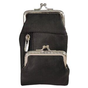 ROMA LEATHER Cigarette Case Holder with Purse Coin Purse- Black